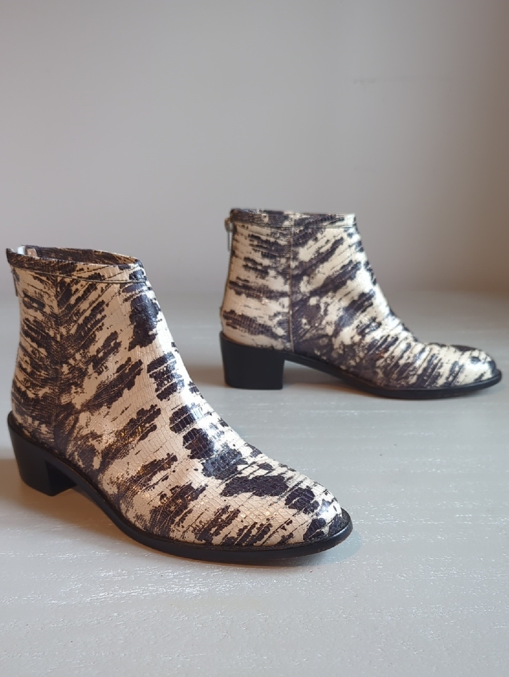 Loeffler Randall “Felix” Lizard Embossed Leather Booties $425 size 6.5B